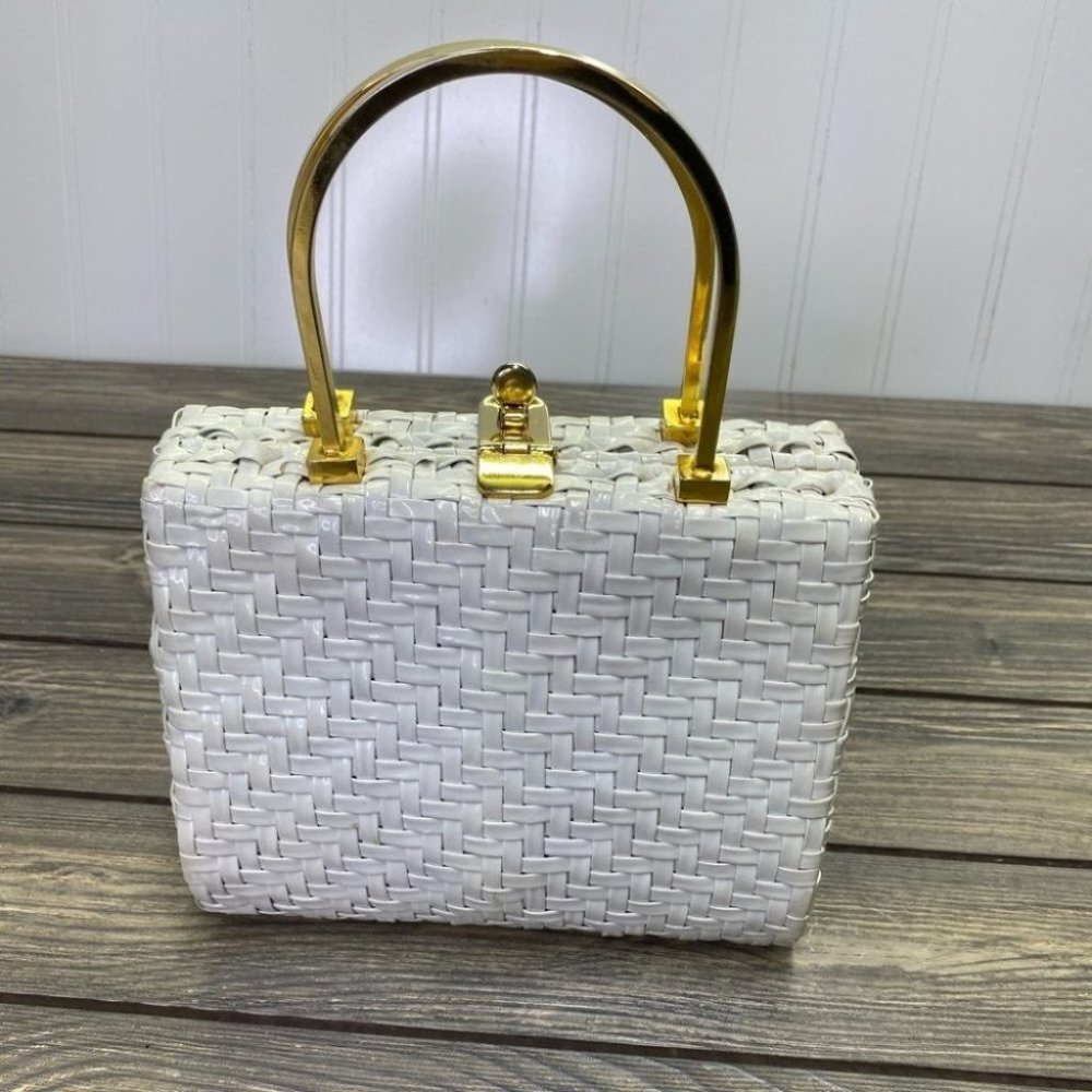 Vintage ADG White Basketweave Handbag - Picture 1 of 9